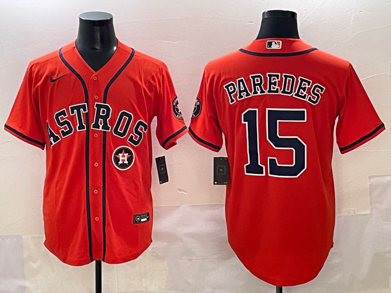 Men Houston Astros #15 Paredes Orange 2025 MLB nike jersey style 7
